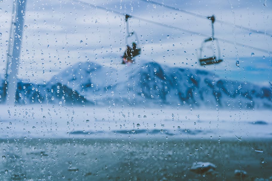 photo of raindrops with water dew, waterdroplets on glass, snow HD wallpaper