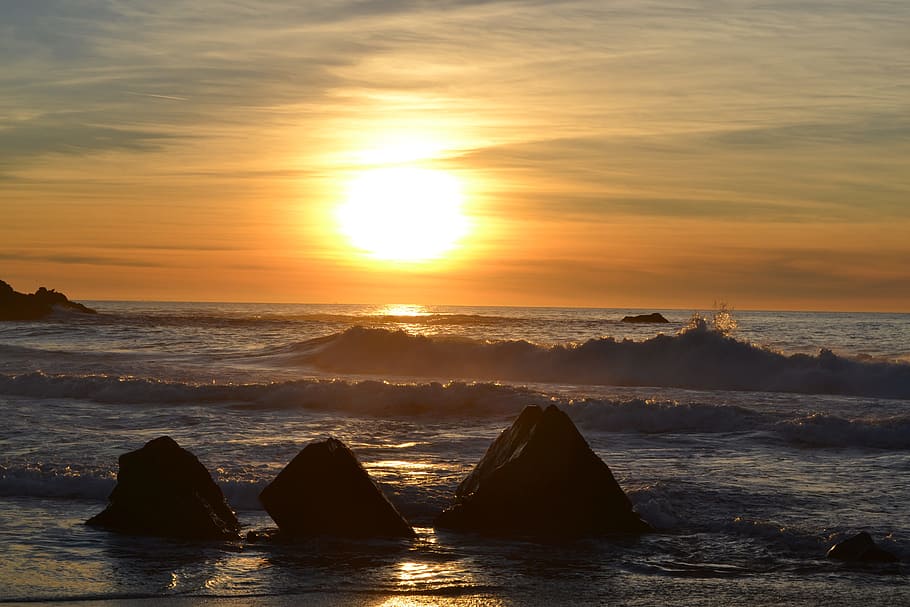 sunset, dawn, water, dusk, sea, ocean, sky, scenics - nature HD wallpaper