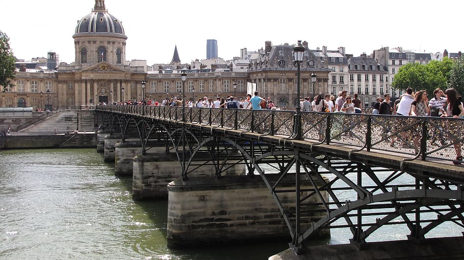 bridge, paris, padlock, pont des arts, love, architecture, built structure