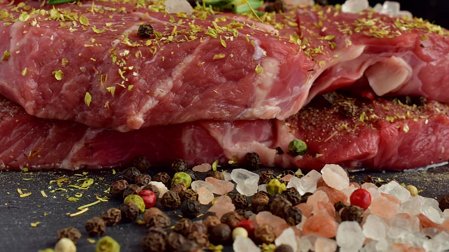 beef, meat, bbq, steak, lunch, dinner, spices, salt, pear, pepper HD wallpaper