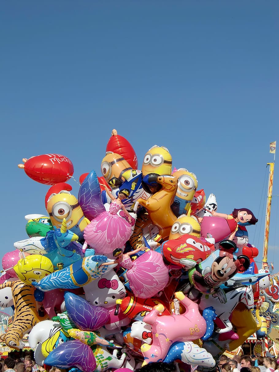 balloons, ballons, colorful, year market, fair, bloat, knallbunt, HD wallpaper