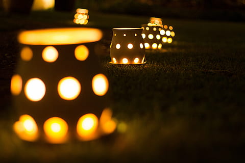evening, light, candle, art, glow, golden, illuminated, flame HD wallpaper