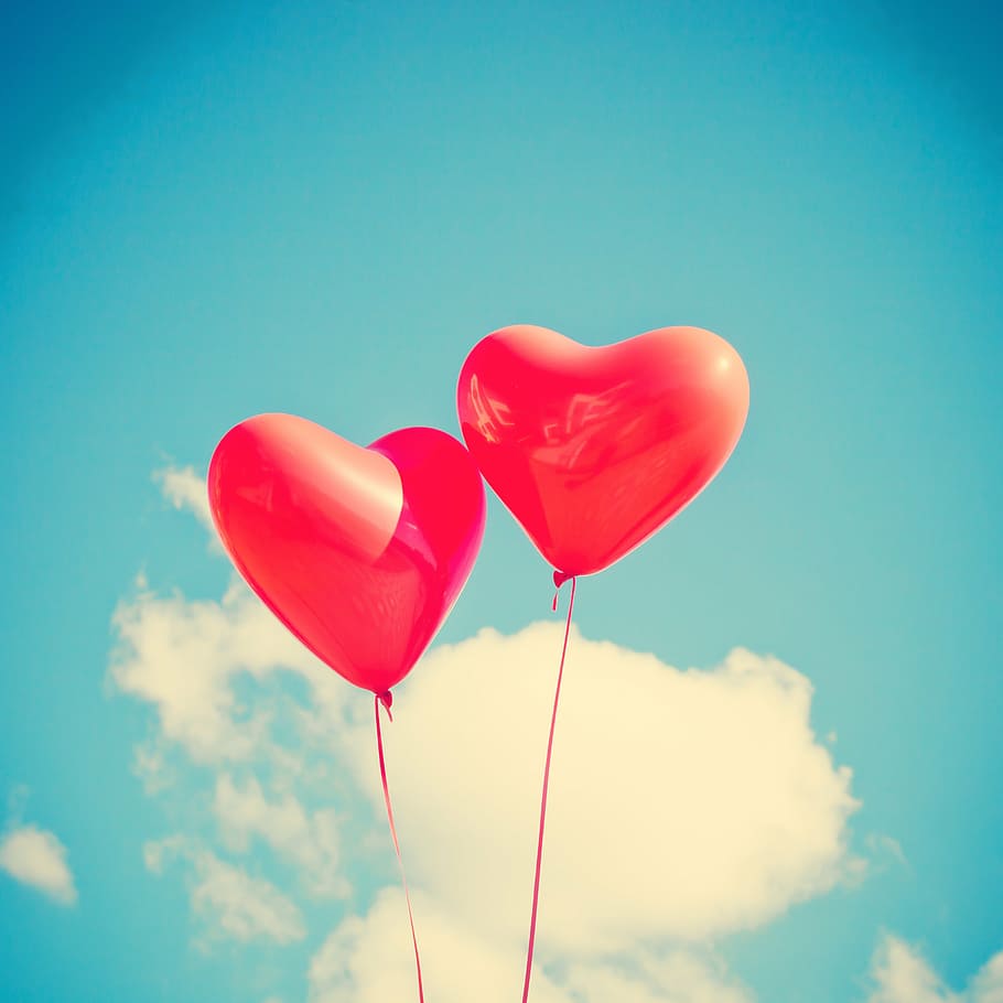 Reactor Migratie Maan HD wallpaper: two red heart balloons, love, romantic, happy, card,  valentine | Wallpaper Flare