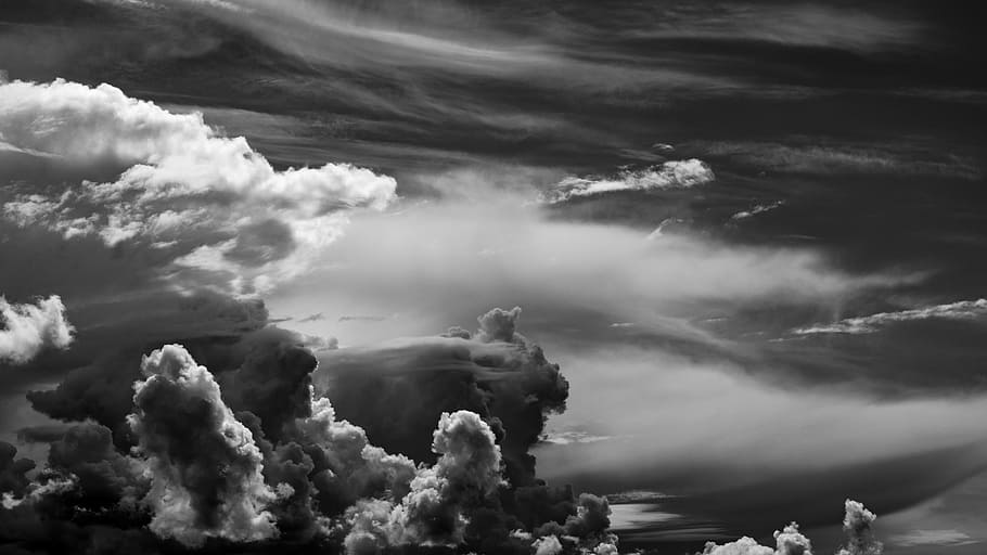 white cloudy sky illustration, clouds, storm, weather, atmosphere HD wallpaper