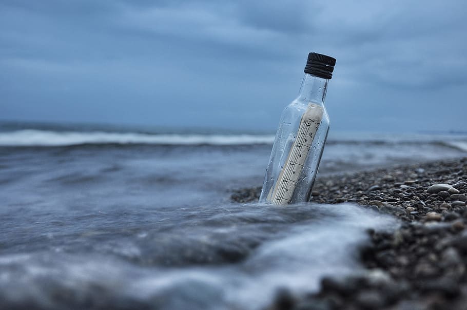 cold, sea, landscape, nature, beach, bottle, daylight, ice, message, HD wallpaper