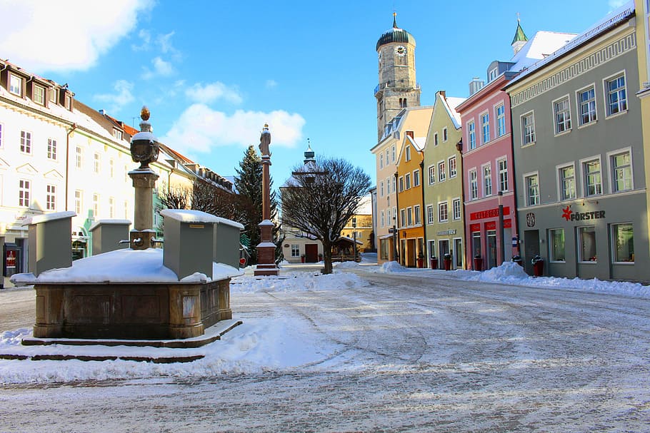 Weilheim, Winter, Cold, Sun, City, City, Place, church, building exterior HD wallpaper