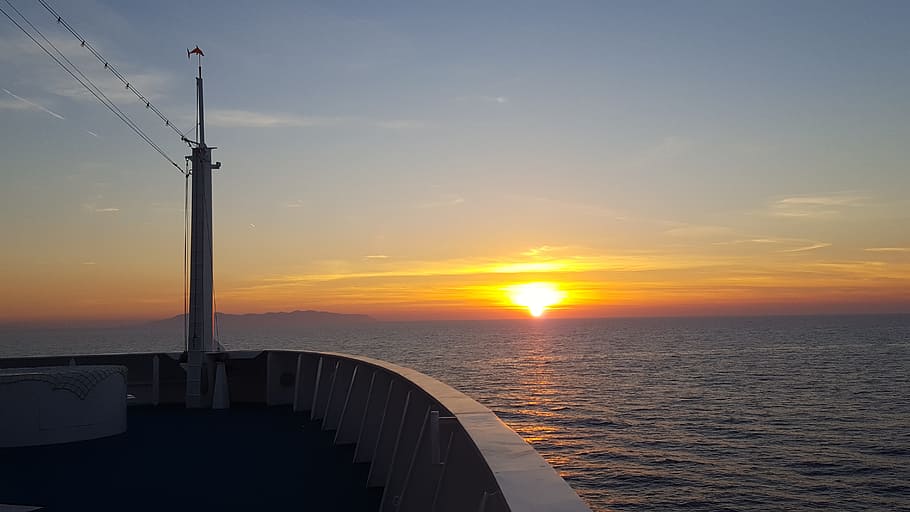 ship, bug, sea, sunset, horizon, water, cruise, sky, scenics - nature HD wallpaper