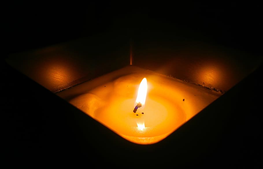 lighted candle, Flame, Candlelight, Burning, fire, glow, faith HD wallpaper