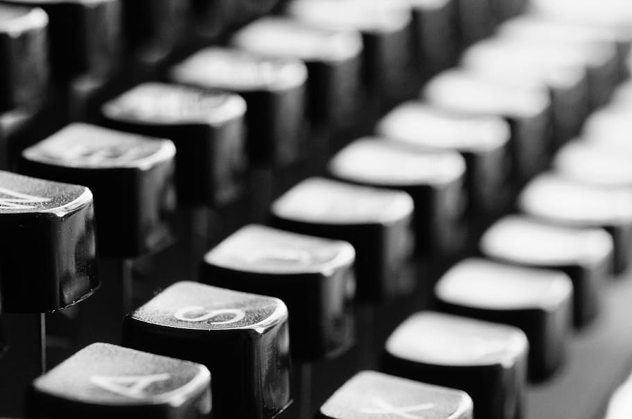 black typewriter keys, mechanically, letters, office, selective focus HD wallpaper