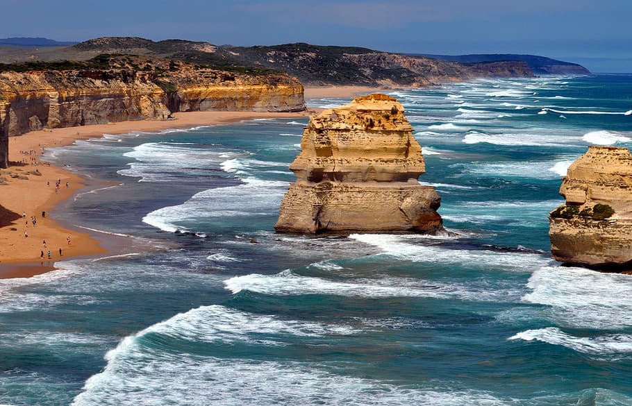 brown islet, australia, beach, ocean, rock, water, sea, rock - object HD wallpaper