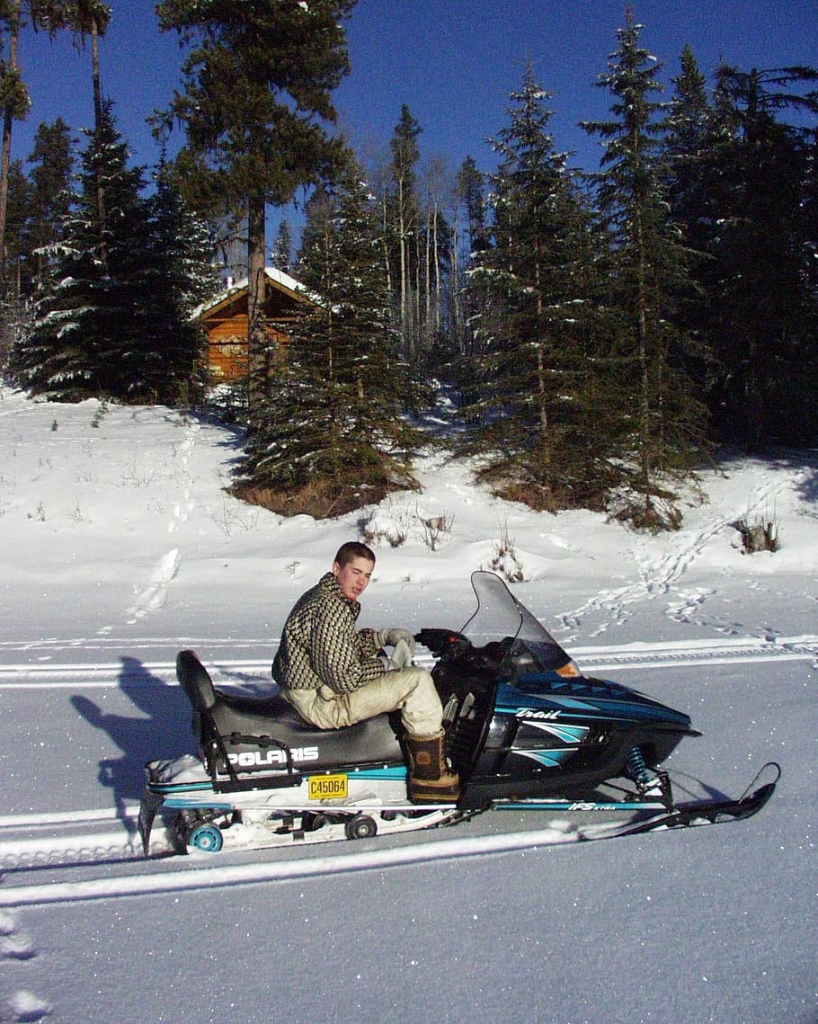 snow mobile, winter, boy, transportation, fun, frozen lake HD wallpaper