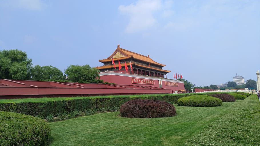 Beijing, Tiananmen Square, green, history, sky, travel, travel destinations