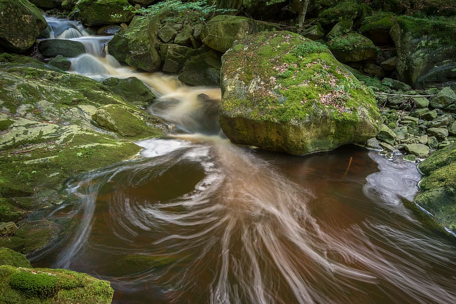 long exposure, landscape, waters, river, flow, romantic, mood HD wallpaper