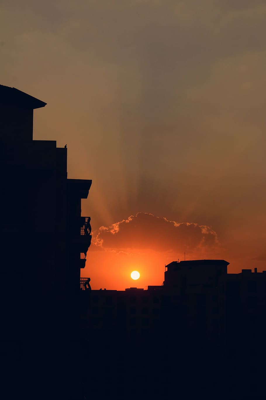 sunset, silhouette, clouds, architecture, built structure, sky HD wallpaper