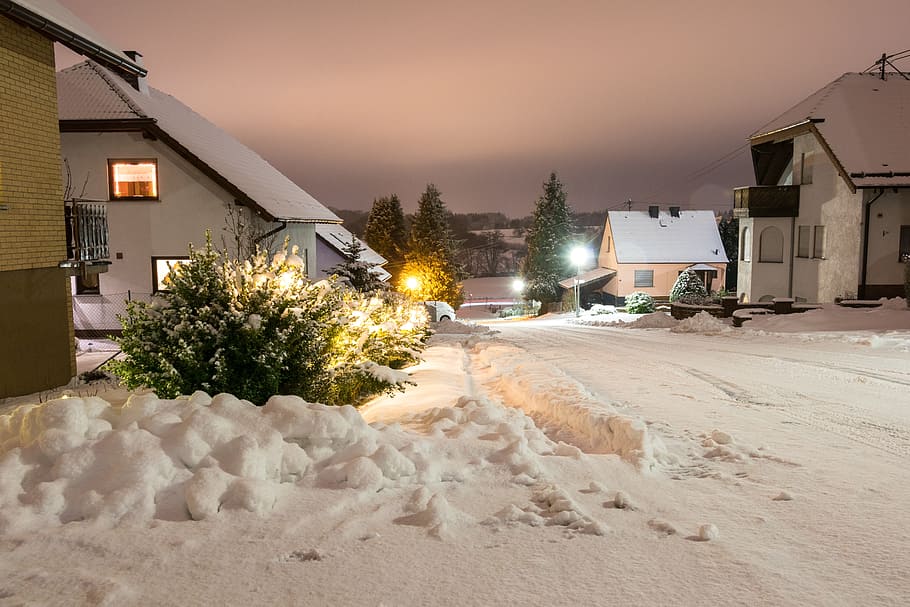 Winter, Street, Snow, Landscape, White, wintry, snowy, winter dream, HD wallpaper