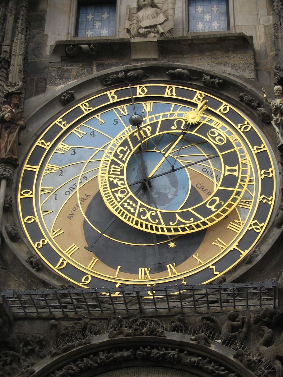 time, clock, sundial, astrology, prague, czech, old, town, square HD wallpaper