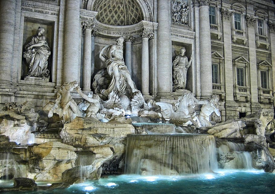 HD Wallpaper Trevi Fountain Italy Fontana Rome Statue Water Ancient Rome Wallpaper Flare