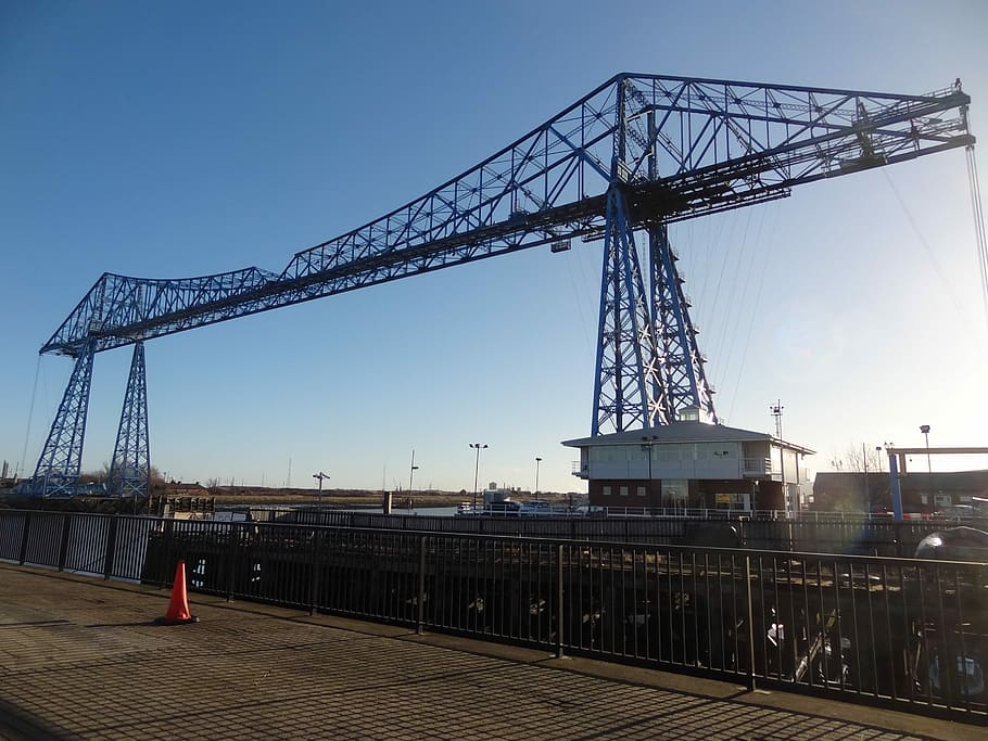 Middlesbrough, River, Tees, Bridge, transporter bridge, blue, HD wallpaper