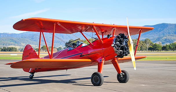 red plane on gray pavement at daytime, aviation, double, decker HD wallpaper