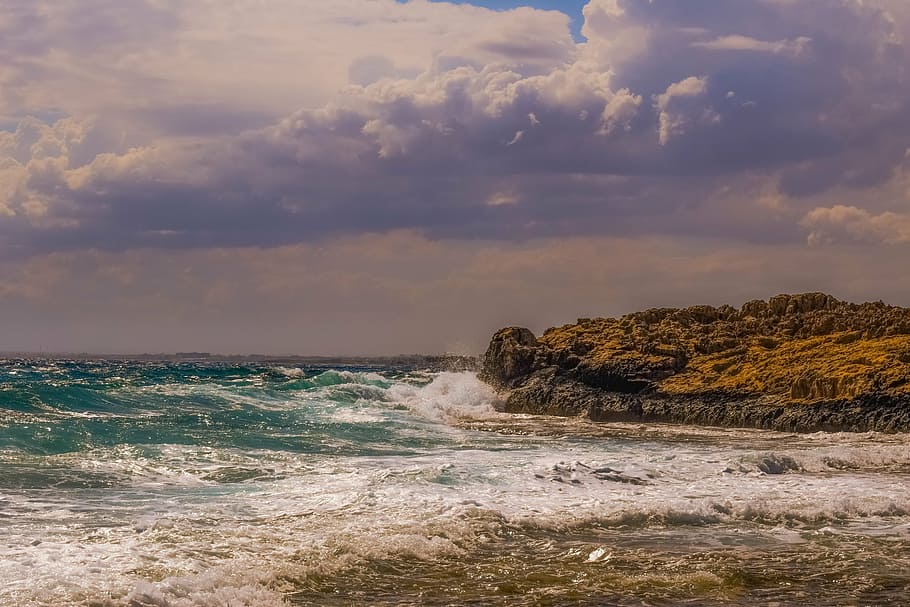 storm, sea, waves, sky, clouds, dark, nature, weather, landscape HD wallpaper