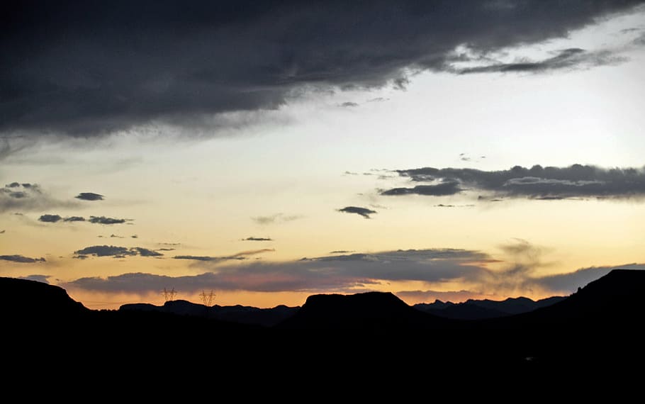 sky, clouds, silhouette, horizon, weather, thunderstorm, dusk HD wallpaper