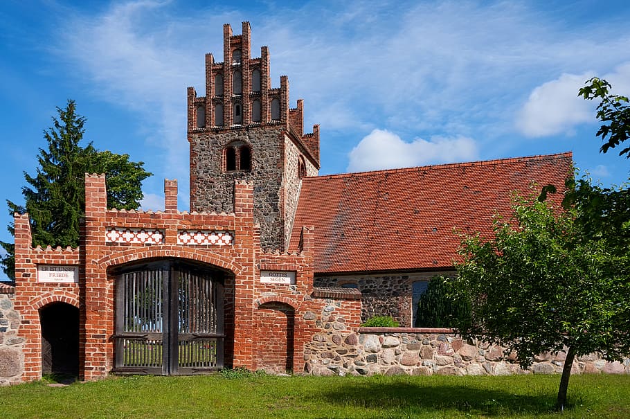 Church, Tree, Sunny, Germany, sky, green, architecture, building exterior HD wallpaper