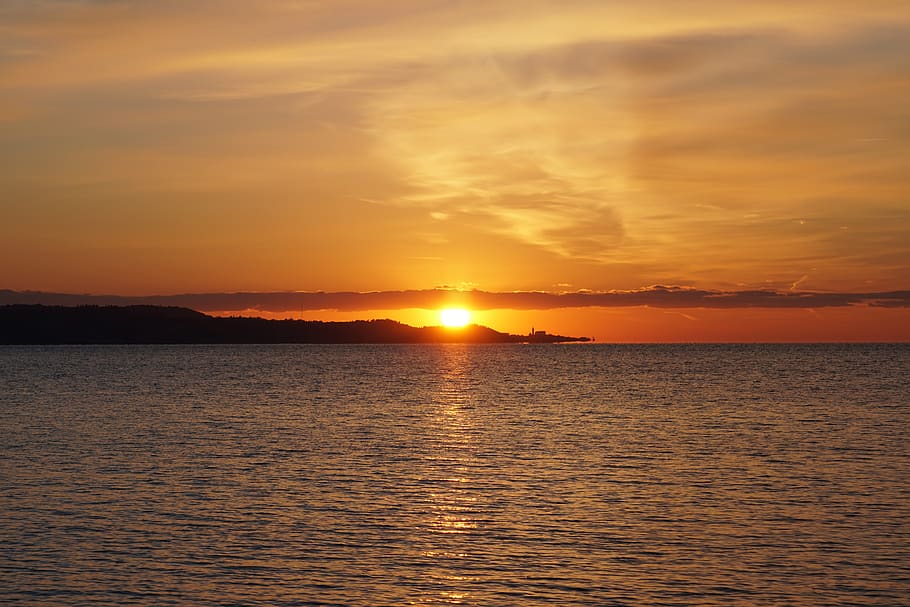 sunset sea, clouds, evening sky, beauty in nature, scenics - nature HD wallpaper