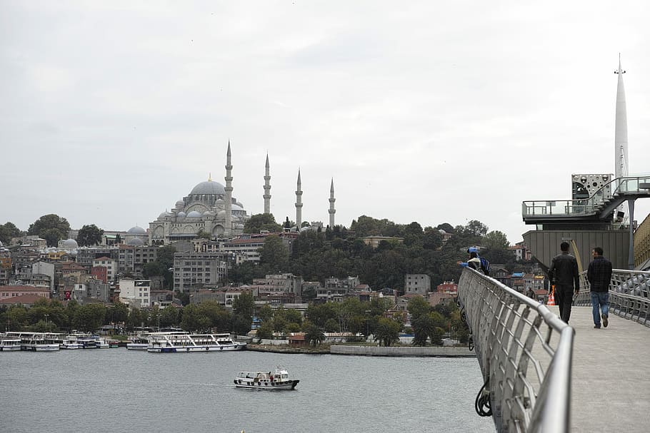 Cami, Bridge, Istanbul, Islam, Turkey, landscape, throat, blue, HD wallpaper