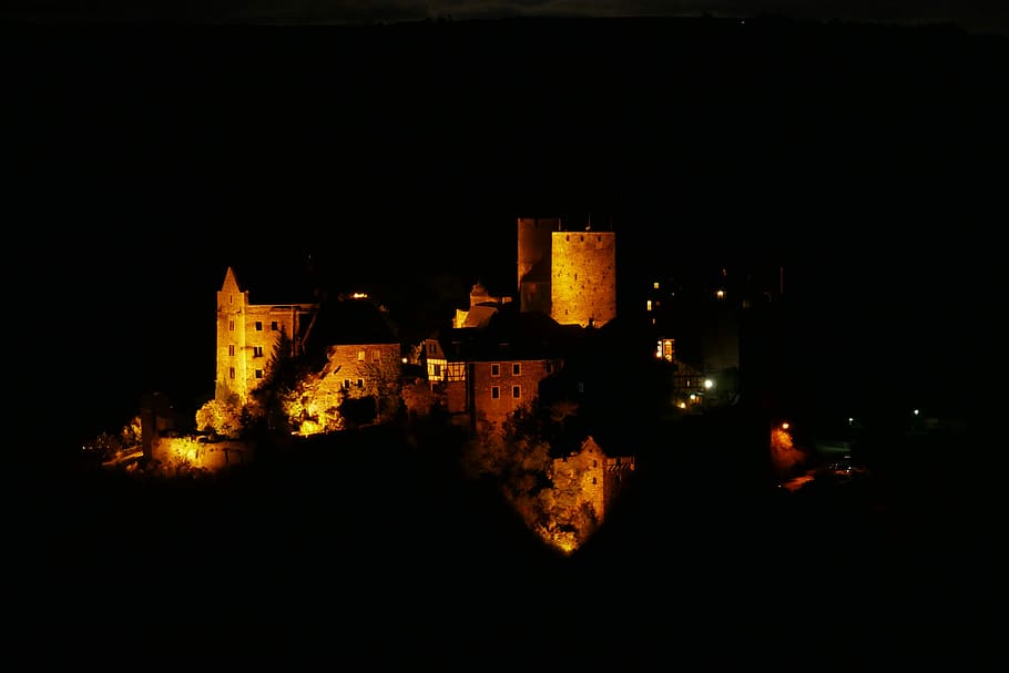 Castle, Night, Lighting, Germany, illuminated, castle lighting HD wallpaper