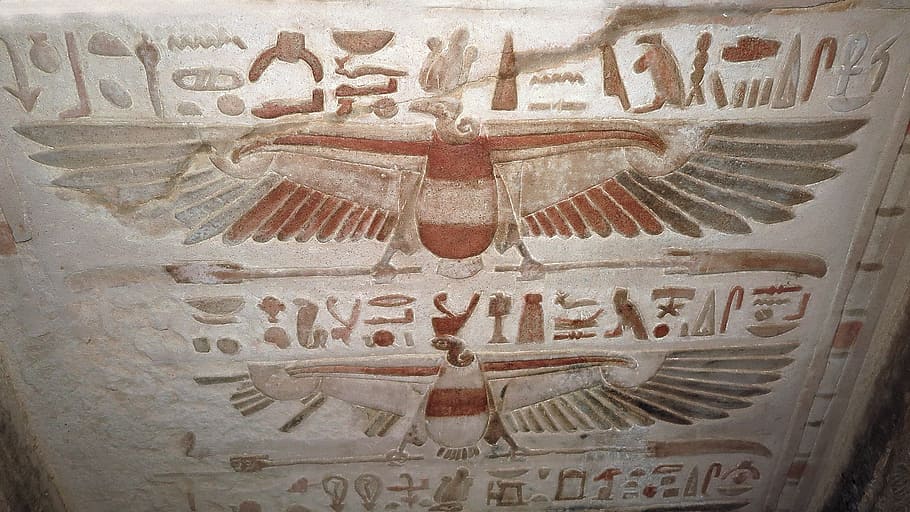 brown and white poster on wall, hieroglyphics, ancient, egypt