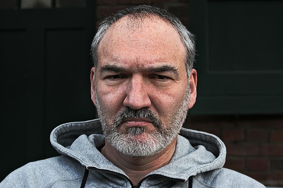 man, head, portrait, type, character, face, view, grey, person HD wallpaper