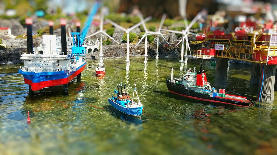 legoland, miniature world, theme park, nautical vessel, water, HD wallpaper