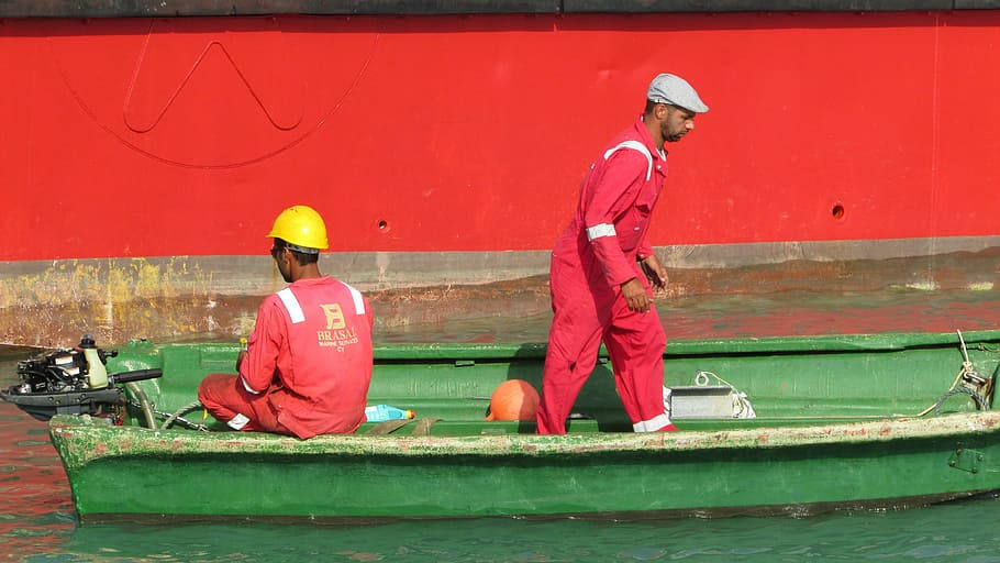 Workers, Ship, Maritime, working, uniform, red, safety, nautical Vessel HD wallpaper