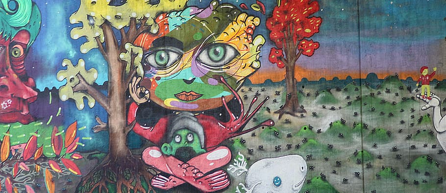 Graffiti, Mural, Background, Art, multi colored, no people HD wallpaper
