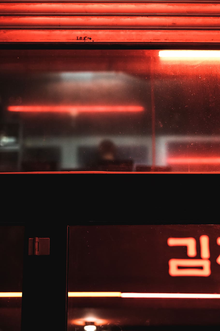 Kimchi Princess #3, untitled, building, glass, window, neon, red, HD wallpaper