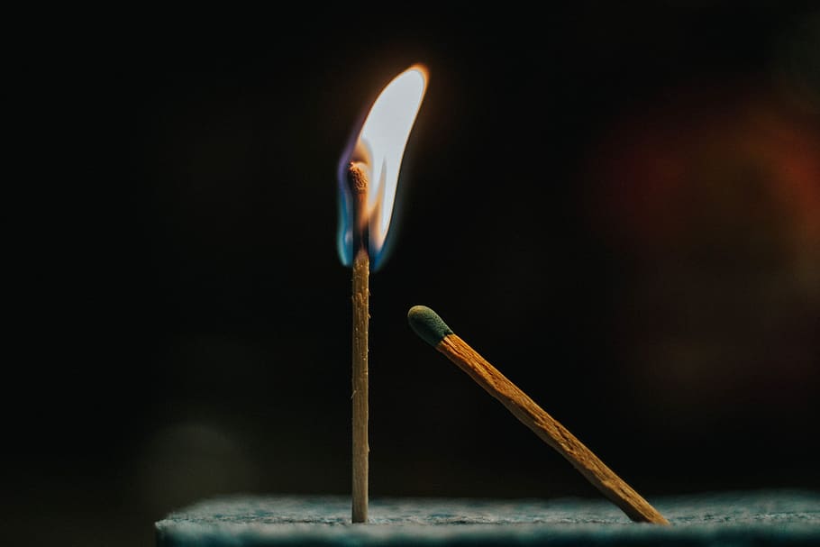 shallow focus photography of lighted matchstick, flamed match stick HD wallpaper