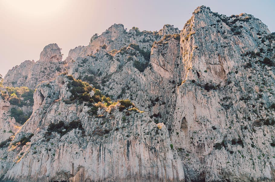 photo of gray mountains, photo of white mountain, rock, cliff HD wallpaper