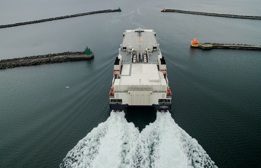 boat, breakwater, dock, ferry, harbor, harbour, sea, ship, transportation HD wallpaper