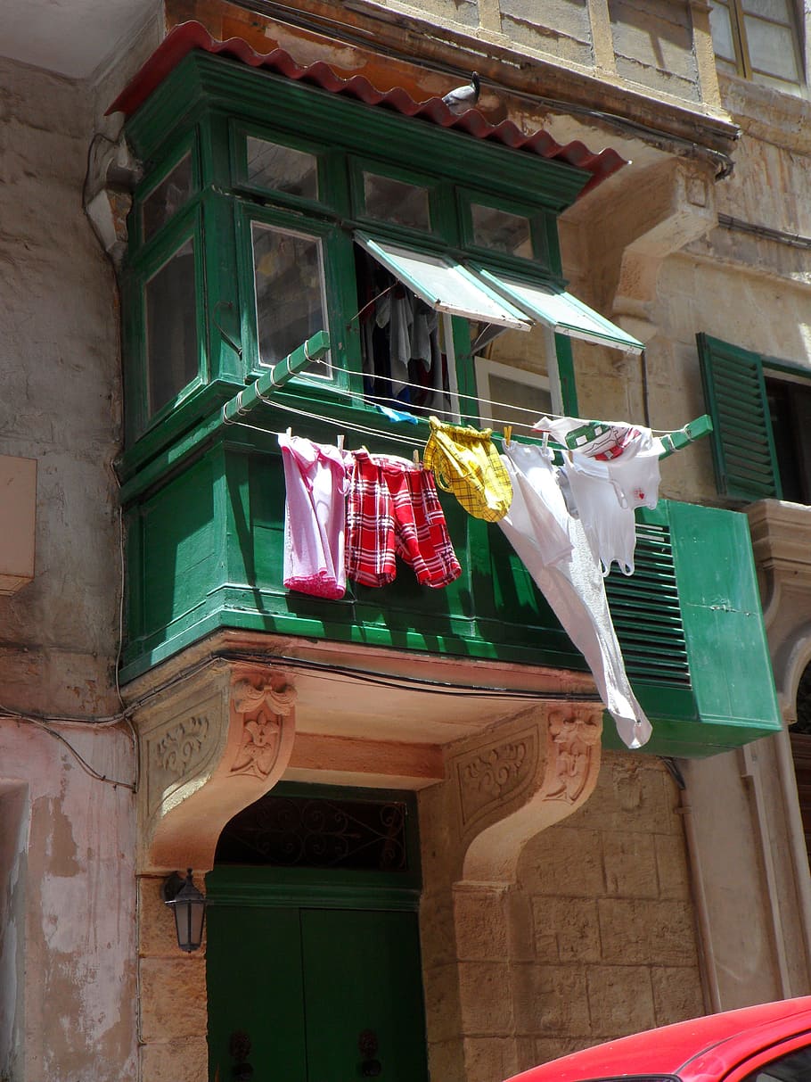 Balcony, Laundry, Mediterranean, dry laundry, depend, low angle view HD wallpaper