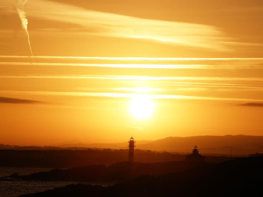 Dawn, Lighthouse, Landscape, Sun, sky, nature, sunset, dusk HD wallpaper