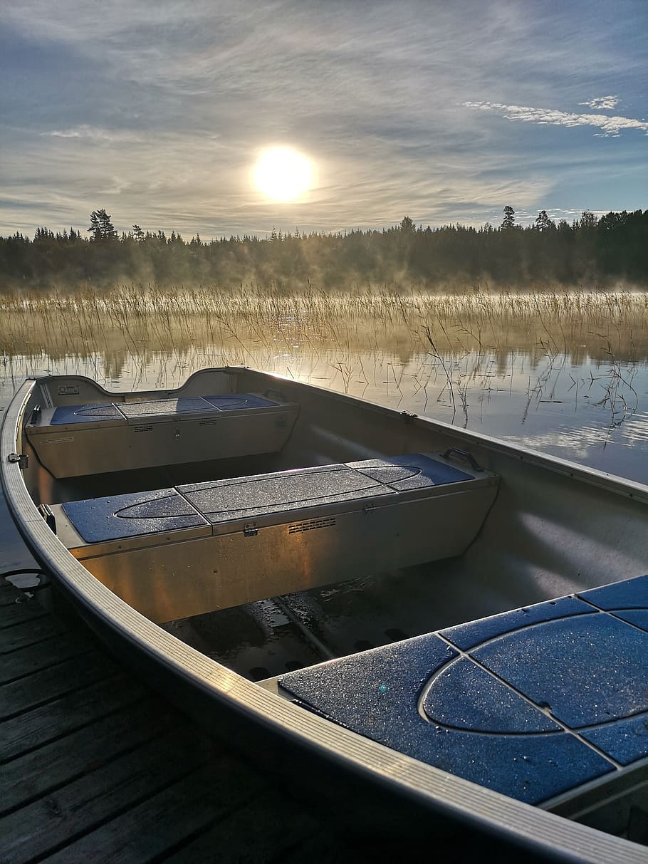 boat, lake, water, clouds, web, nature, rest, landscape, sky HD wallpaper