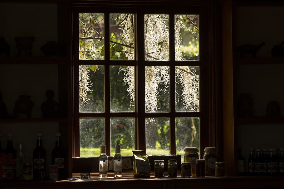 gray wooden framed glass window, contrast, backlight, architecture HD wallpaper