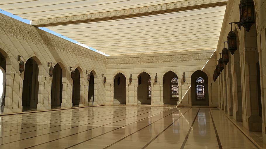 architecture, inside, indoors oman mosque, built structure HD wallpaper