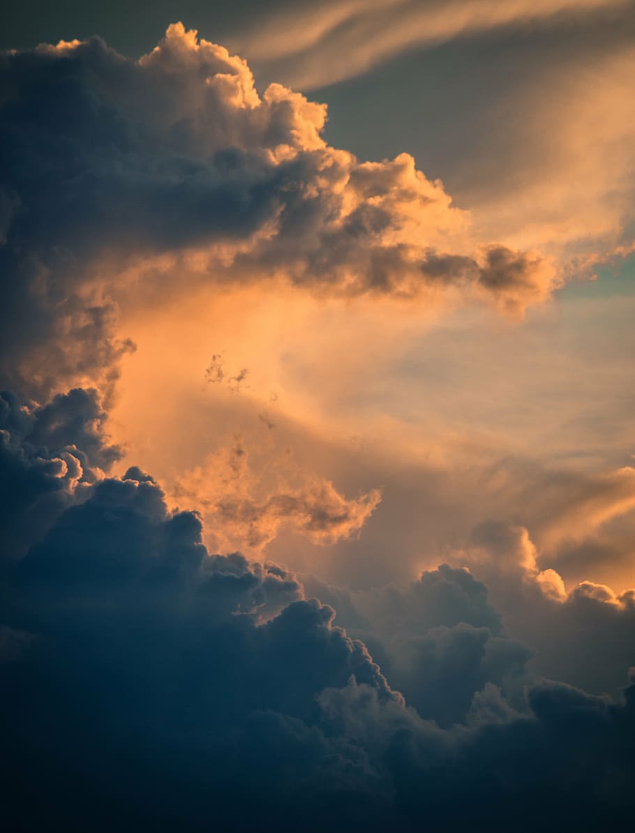 cloudy sky, nature, clouds, aerial, sunset, cloudscape, cloud - sky HD wallpaper