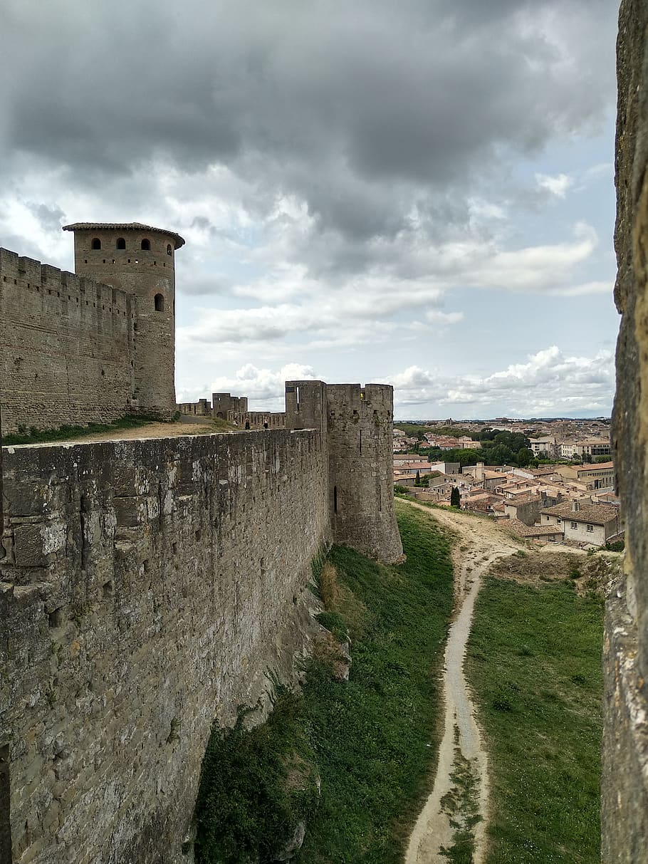 castle, sky, clouds, architecture, history, cloud - sky, the past HD wallpaper