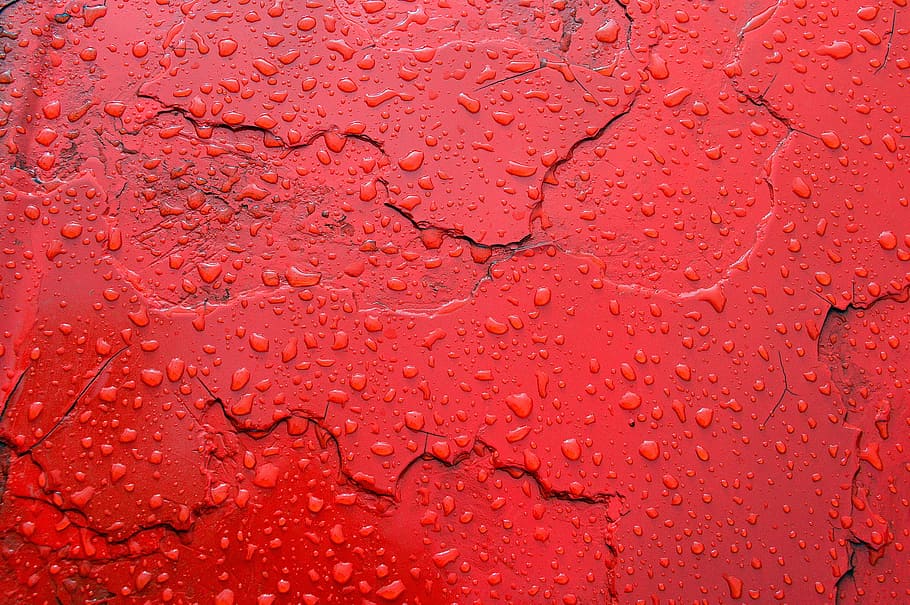 wet red paint, surface, painting, just add water, raindrop HD wallpaper