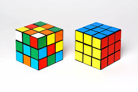 two 3by3 rubik cubes, puzzle, game, rubik's cube, toy, think HD wallpaper
