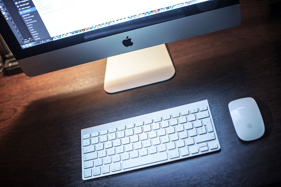 apple, imac, mouse, keyboard, magic mouse, workstation, monitor HD wallpaper