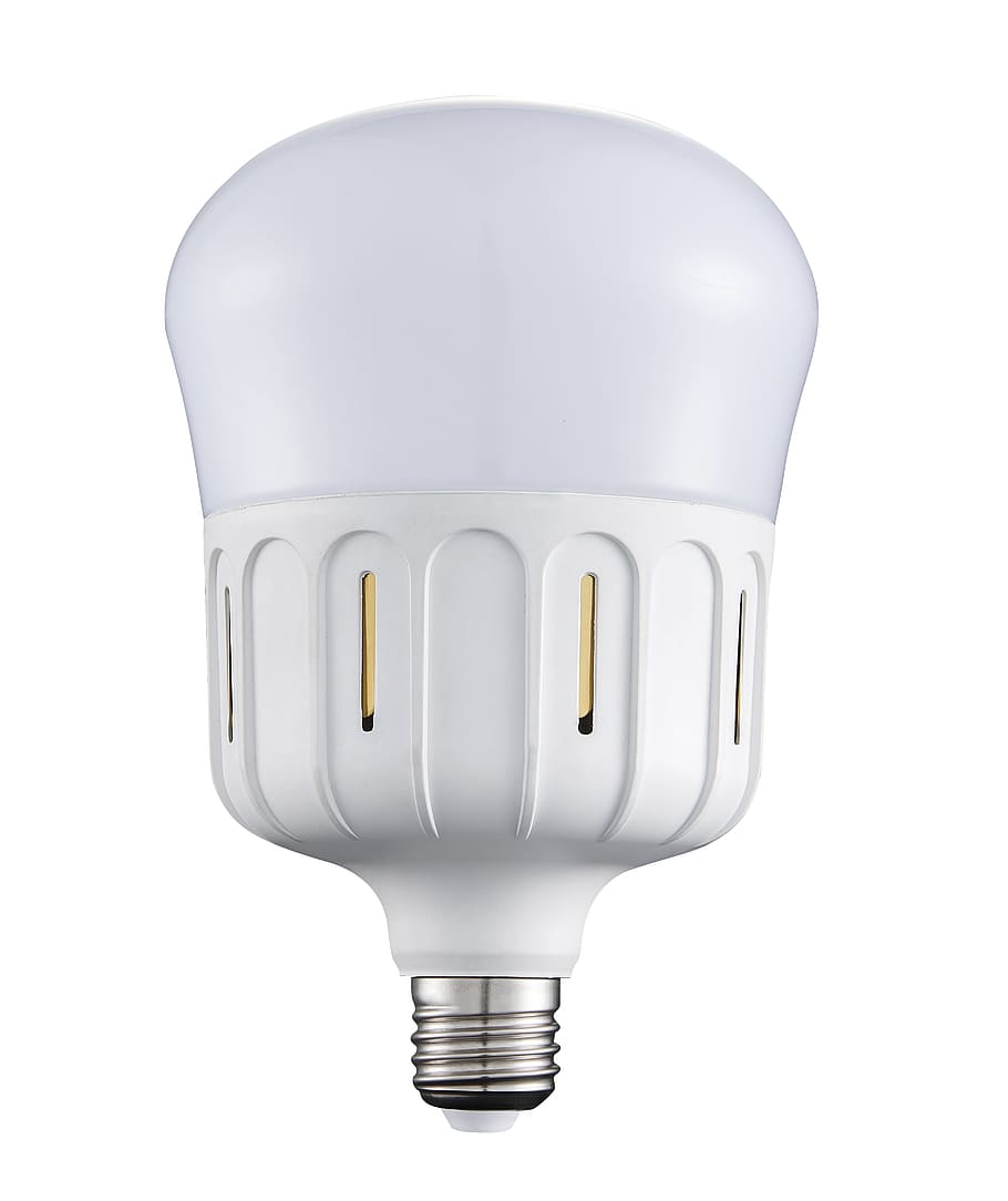 light source products, bulb, spark, white background, studio shot HD wallpaper