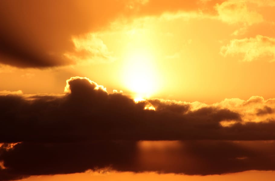 Sunset, Dark Clouds, setting sun, abendstimmung, evening sky HD wallpaper